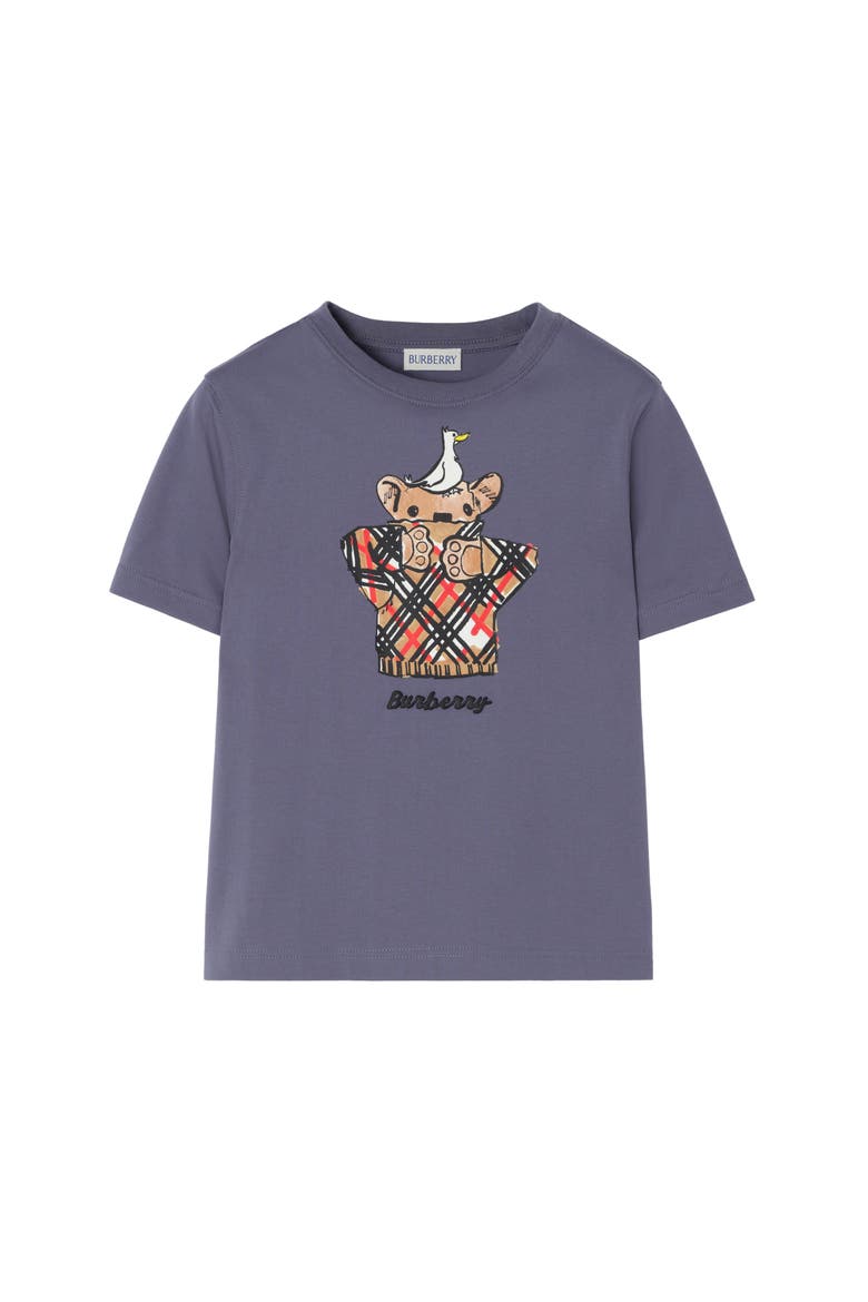 Cosy Bear Cotton T-shirt, Main, color, Damson blue