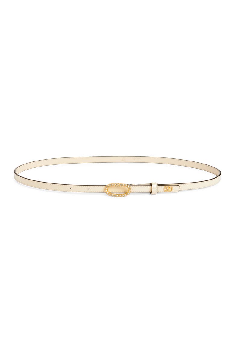 VLOGO Signature Leather Belt, Main, color, BUTTER WHITE