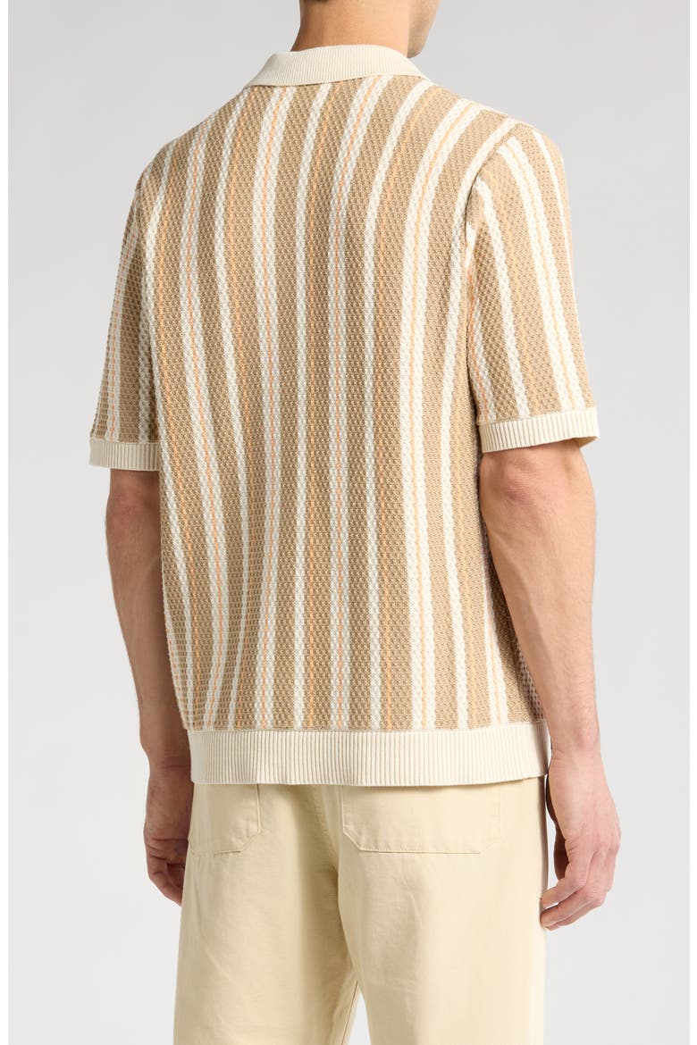 Jackie 6636 Stripe Short Sleeve Organic Cotton Cardigan, Alternate, color, BEIGE/ IVORY