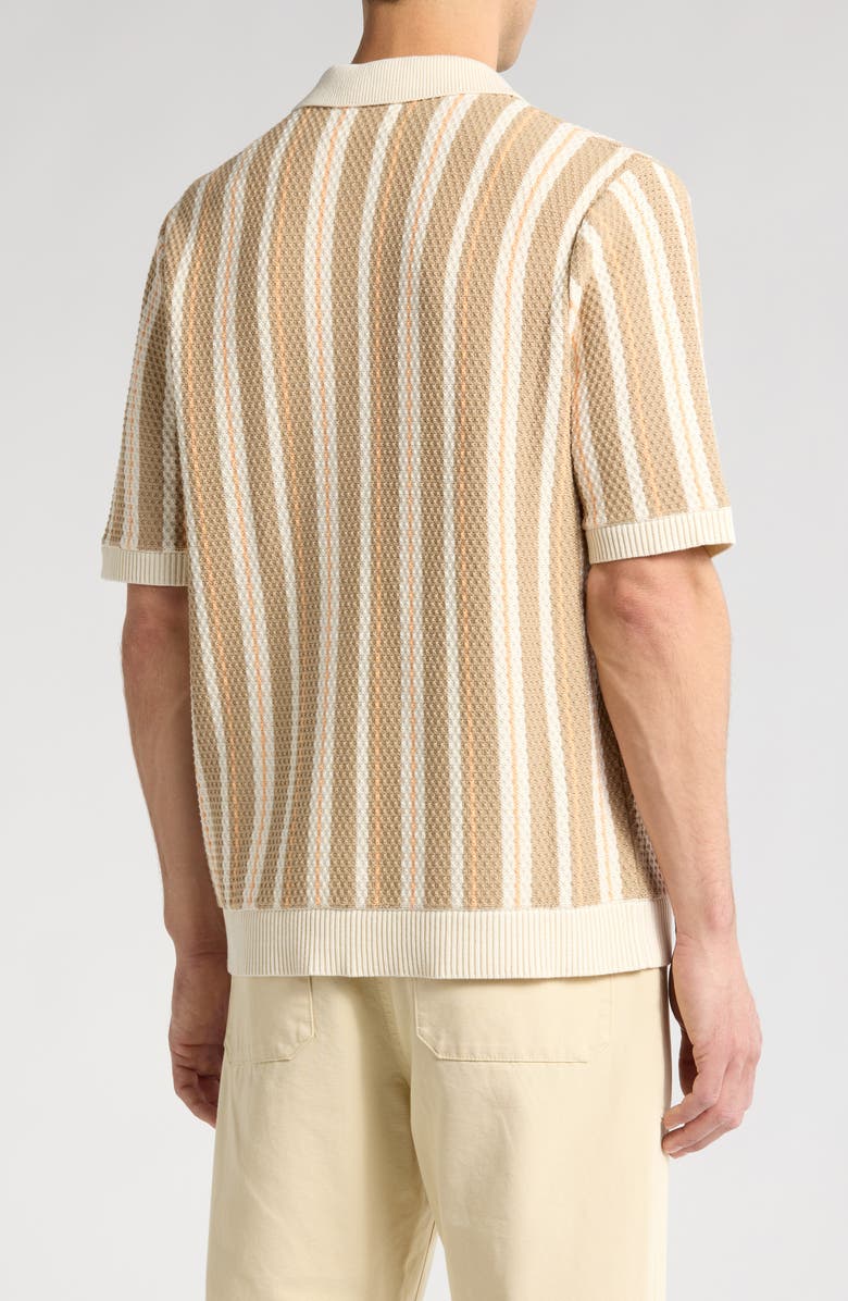 NN07 Jackie 6636 Stripe Short Sleeve Organic Cotton Cardigan, Alternate, color, Beige/ Ivory