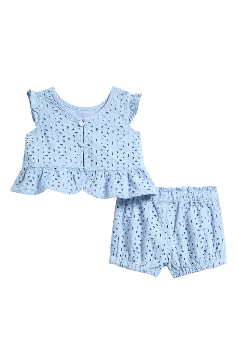 Little Planet Organic Cotton Eyelet Top & Shorts Set, Alternate, color, Blue Eyelet