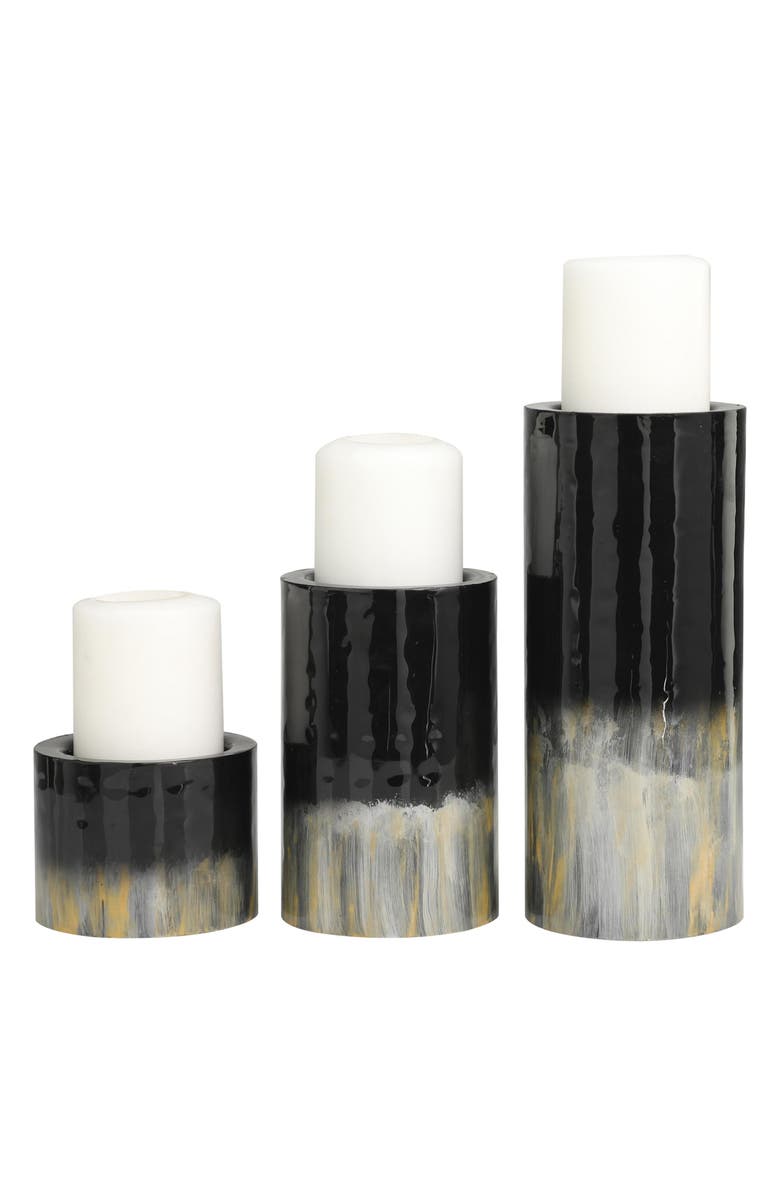 VIVIAN LUNE HOME 3-Piece Metal Candleholder Set, Alternate, color, Black