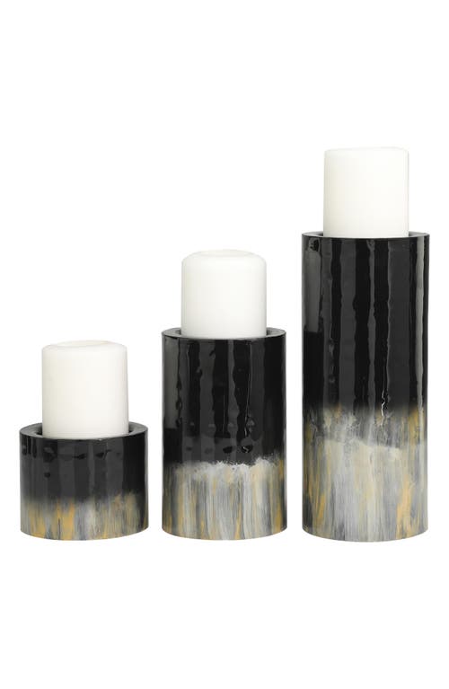 Vivian Lune Home 3-piece Metal Candleholder Set In Black