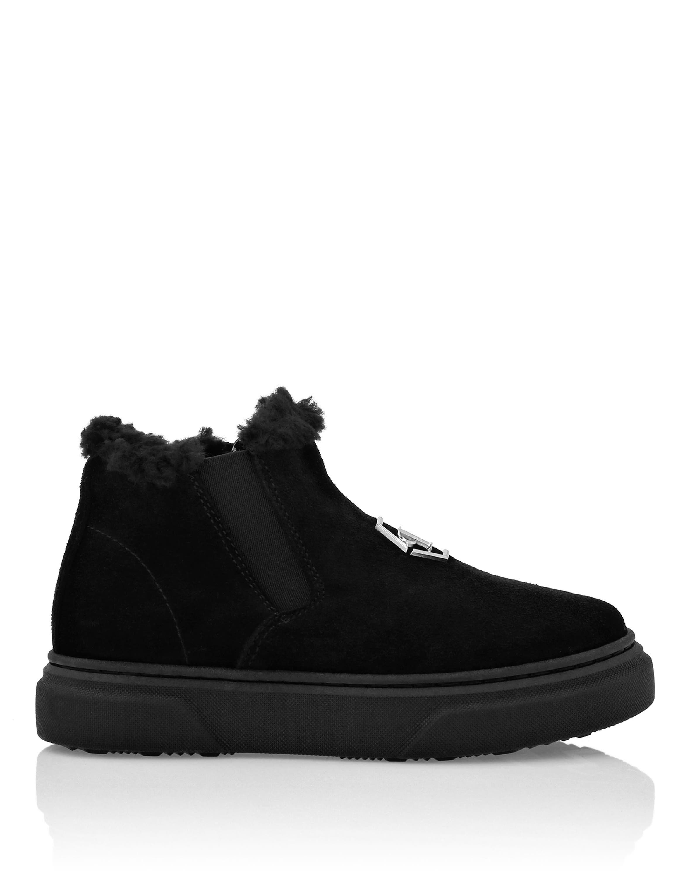 Eco Shearling Suede Anckle Boots Girl, Alternate, color, black