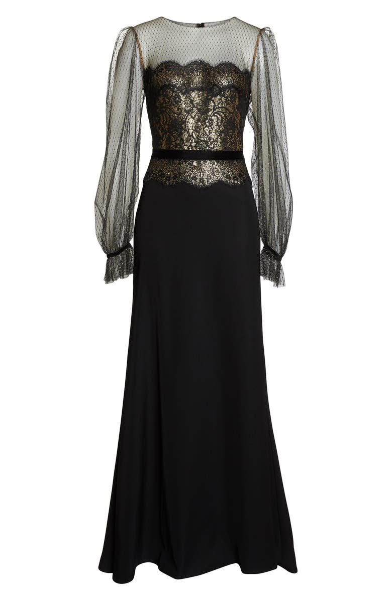 Tadashi Shoji Crepe & Sequin Gown, Alternate, color, 