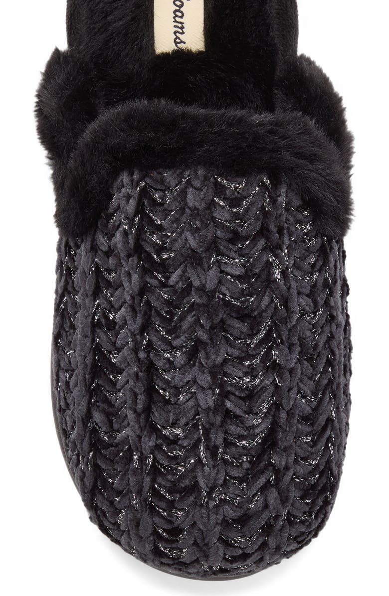 DEARFOAMS Paris Chenille Shaped Tab Scuff Slipper, Alternate, color, Black