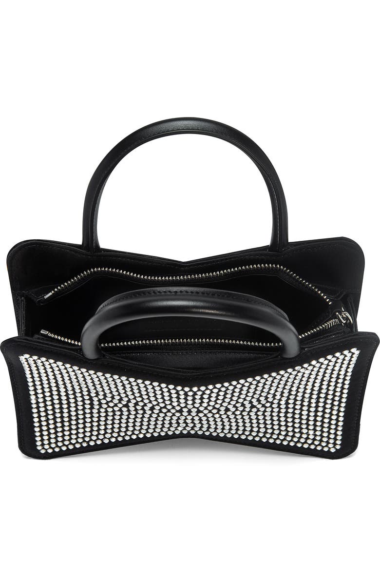 Mach & Mach Bow Crystal Embellished Satin Top Handle Bag, Alternate, color,