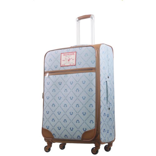 TRUE RELIGION TRUE RELIGION SOFT SIDED 31" EXPANDABLE, SPINNER LUGGAGE WIITH IONIC LOGO MONOGRAM AND BUDDHA PATCH