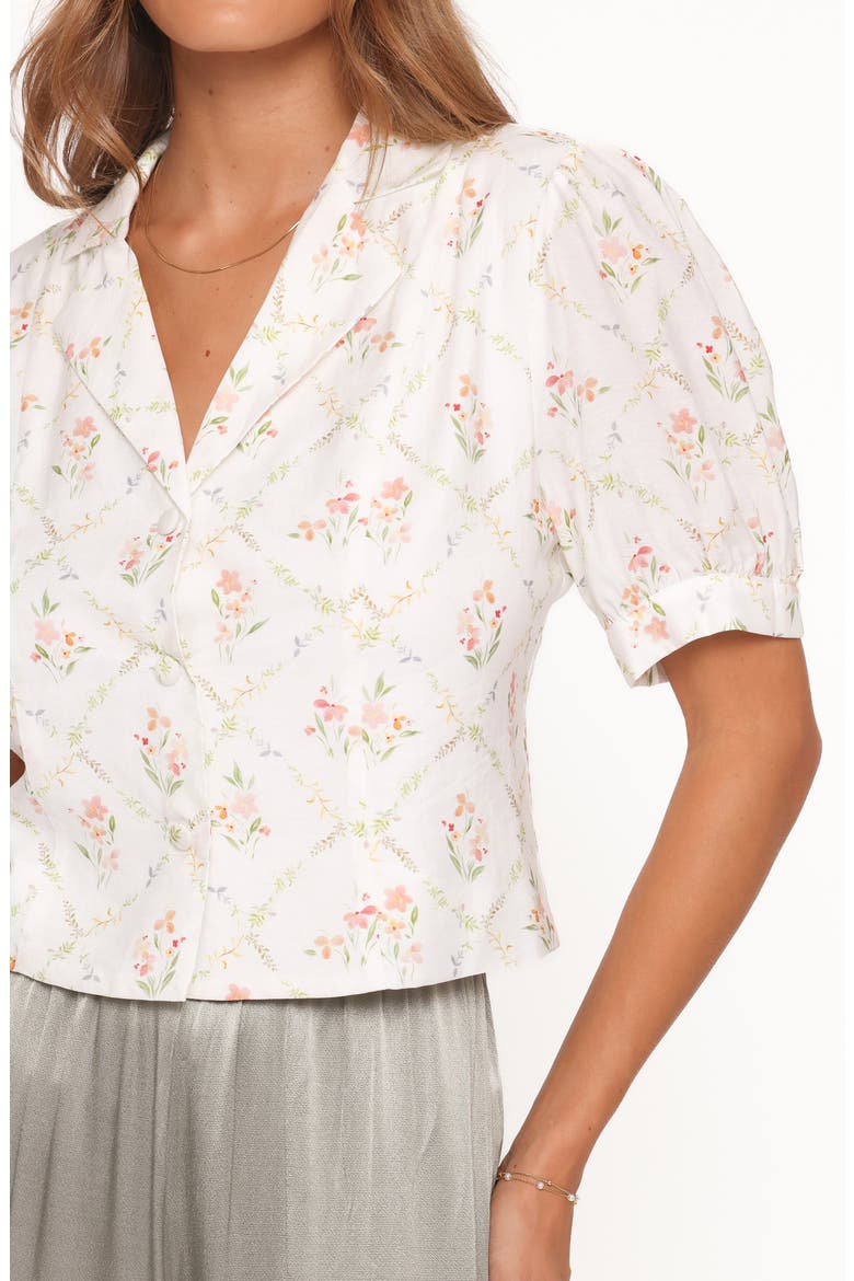 Steele Button Front Top, Alternate, color, WHITE VINTAGE FLORAL