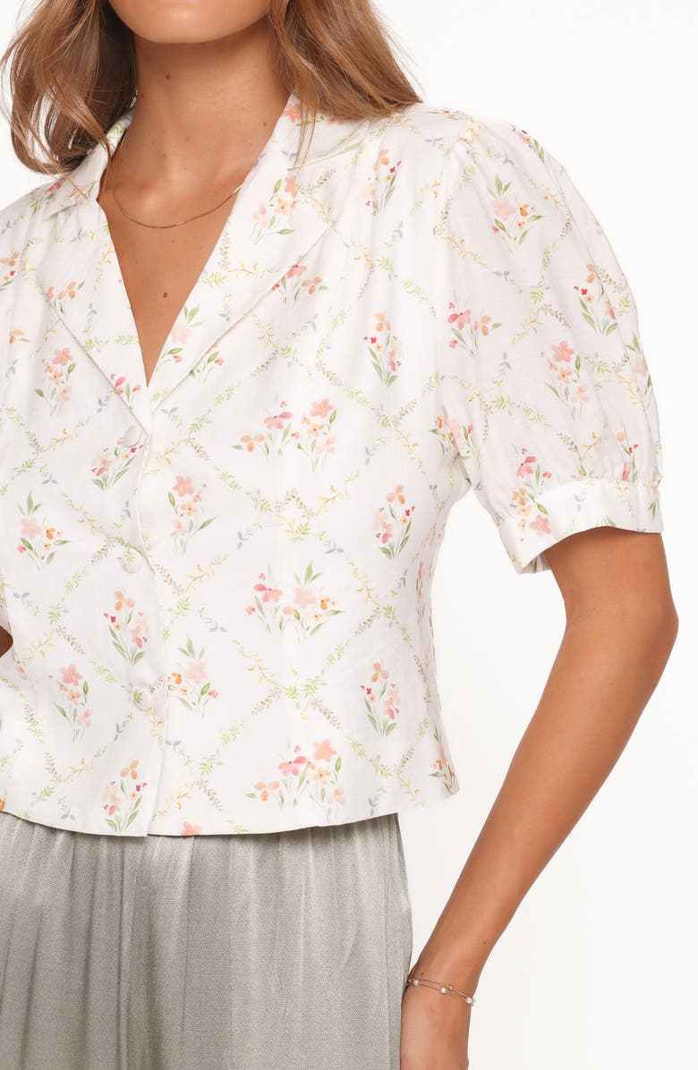 Petal & Pup Steele Button Front Top, Alternate, color, White Vintage Floral