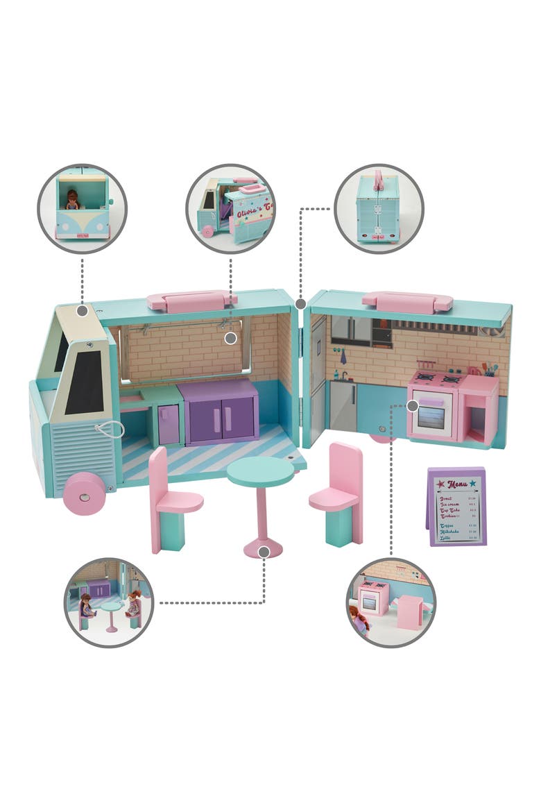 Olivia's Cafe Doll Food Truck Set, Alternate, color, BLUE/ PINK