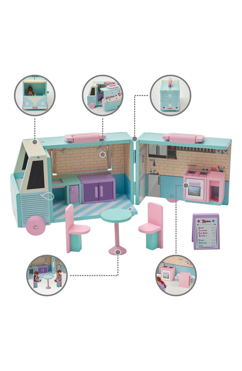 Teamson Kids Olivia's Cafe Doll Food Truck Set, Alternate, color, Blue/ Pink