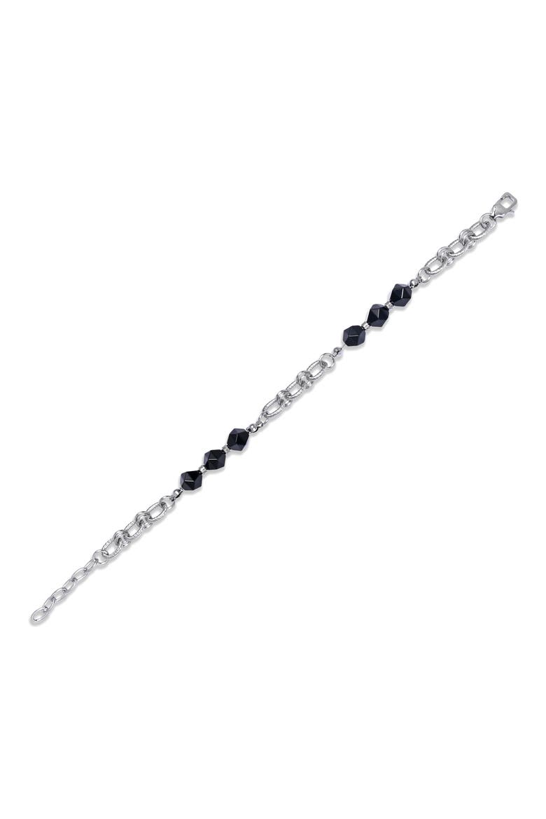 Men's Jaxon Agate Beaded Chain Bracelet, Alternate, color, SILVER