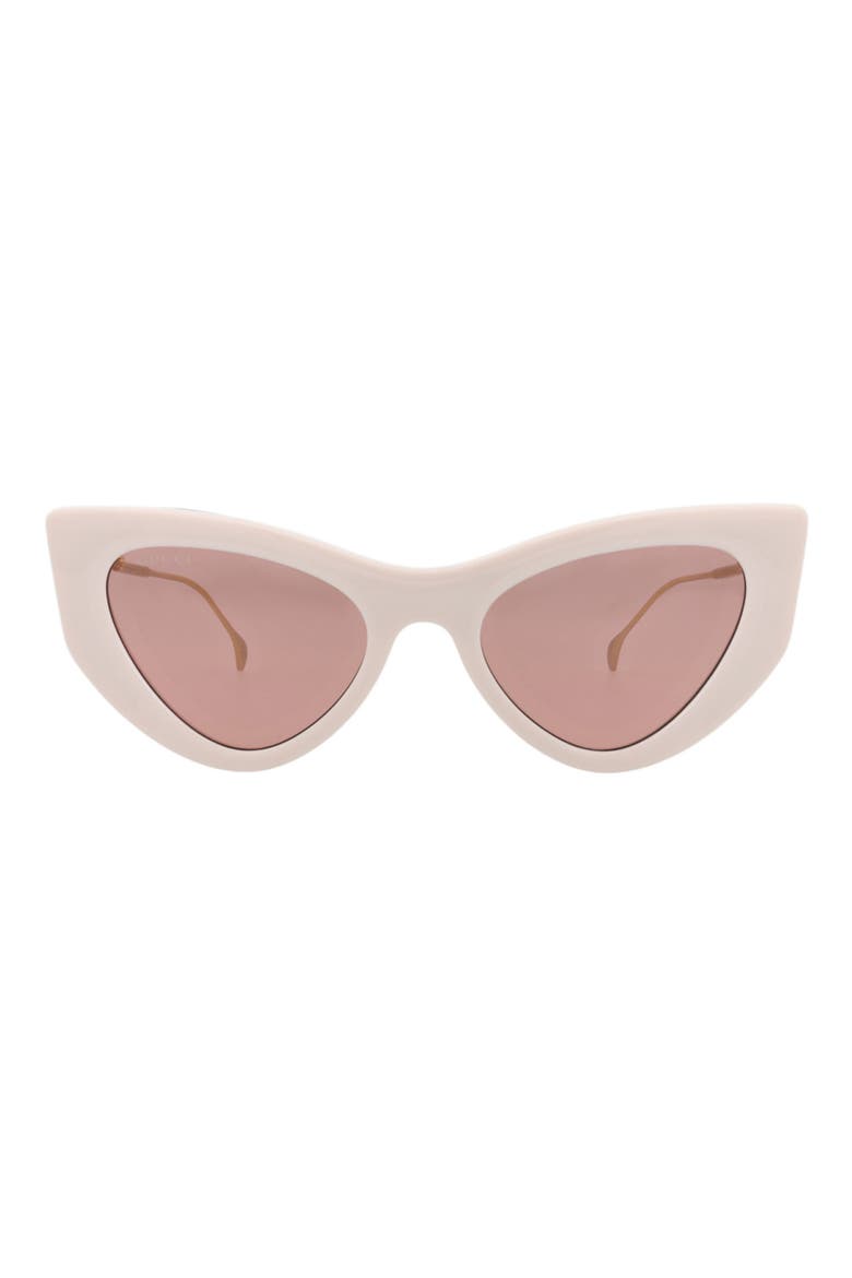 52mm Cat Eye Sunglasses, Main, color, IVORY GOLD RED