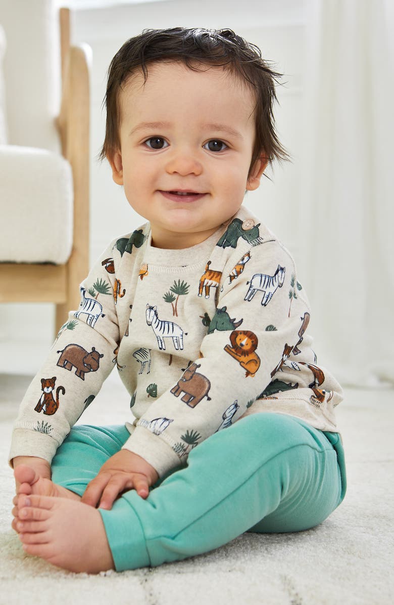 JOJO MAMAN BEBE Safari Animal Sweatshirt & Joggers Set, Alternate, color, Natural