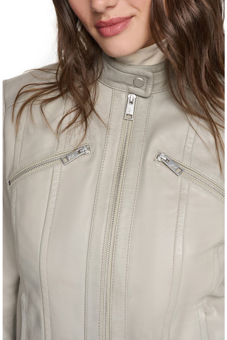 Tilda Leather Racer Jacket, Alternate, color, STONE