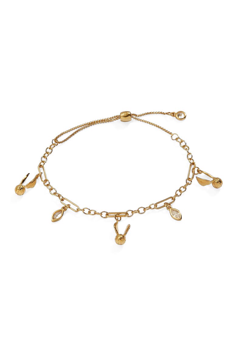 Harry Potter™ Golden Snitch And Navette Multi Charm Pull Chain Bracelet, Main, color, Gold