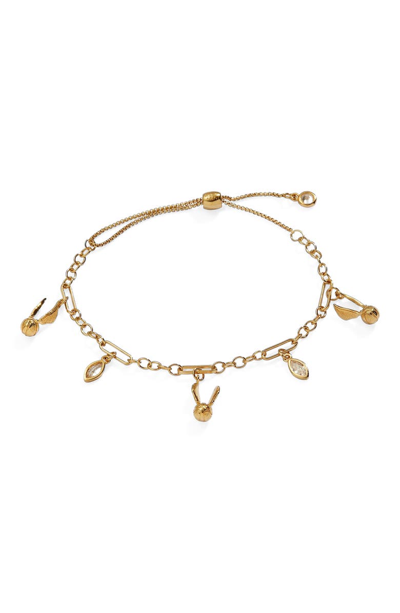 Alex and Ani Harry Potter<sup>™</sup> Golden Snitch And Navette Multi Charm Pull Chain Bracelet, Main, color, Gold