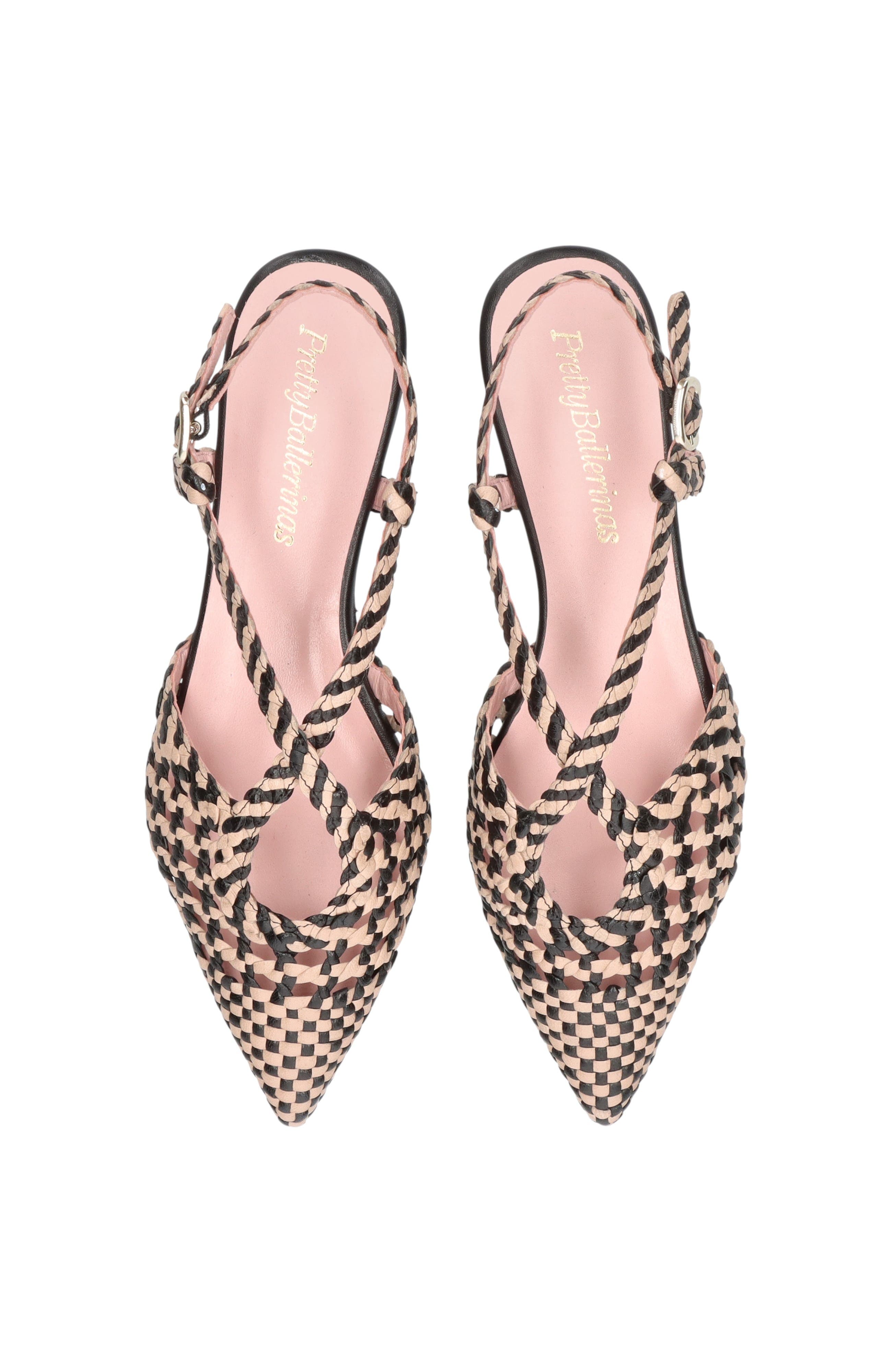 Pretty Ballerinas Pointed Toe Woven Sling Back, Alternate, color, Black