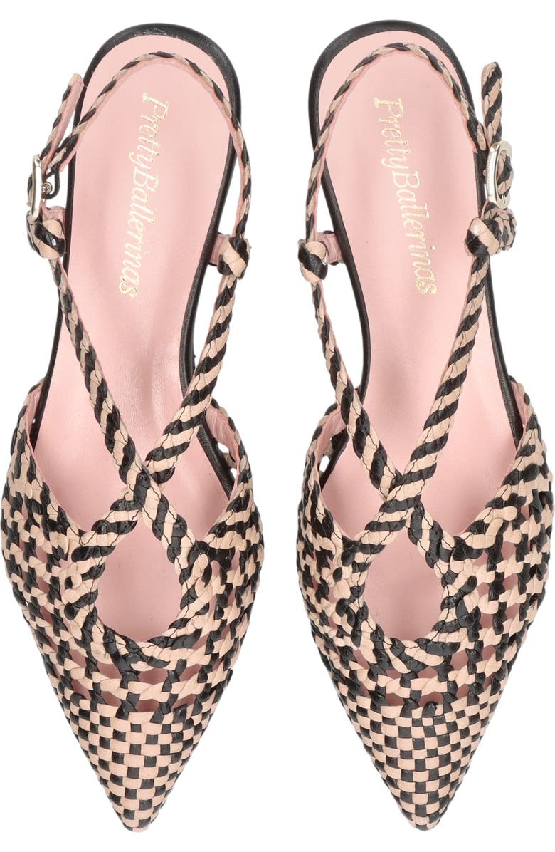 Pretty Ballerinas Pointed Toe Woven Sling Back, Alternate, color, Black