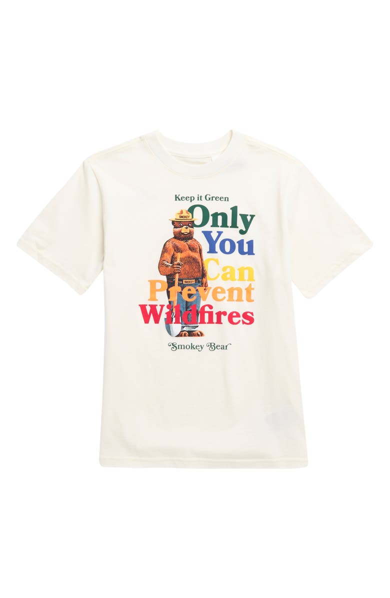 The North Face Kids' Adventure Cotton Graphic T-Shirt, Main, color, White Dune/ Smokey The Bear