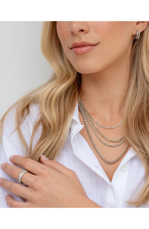 Sterling Forever 14k Gold Plated Everyday Layered Curb Chain Necklace In Silver