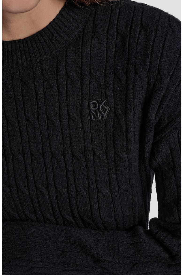 Crewneck Cable Stitch Sweater, Alternate, color, BLACK