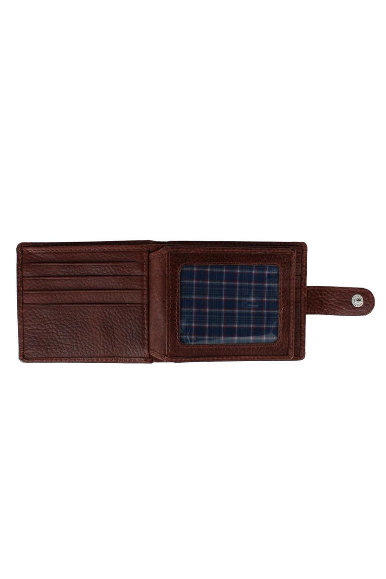Parker Pebbled Leather Bi-Fold Wallet with ID Window and Popper Fastener, Alternate, color, Brown