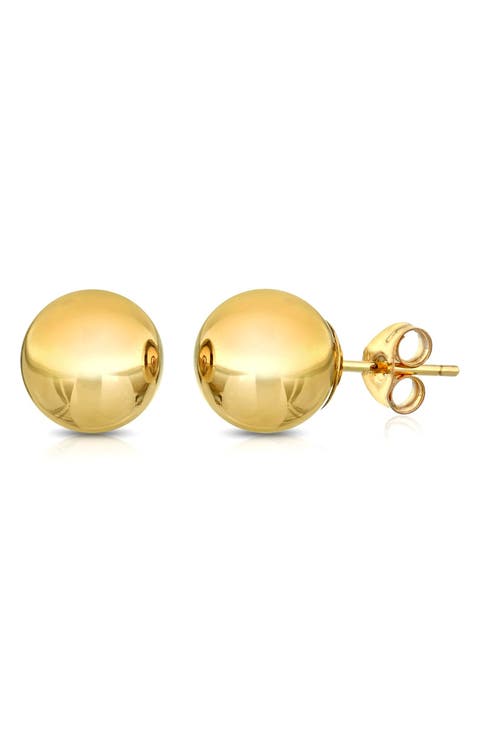 14K Yellow Gold 8mm High Polish Ball Stud Earrings