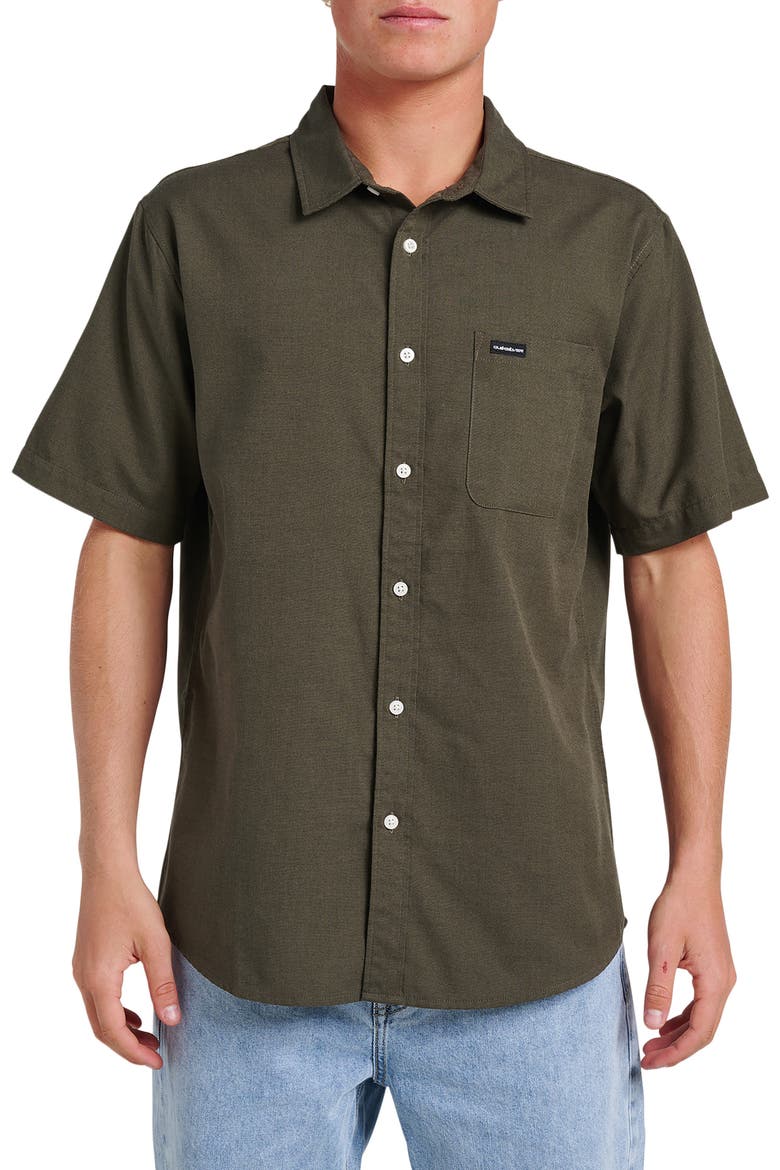 Shoreline Short Sleeve Button-Up Shirt, Main, color, GRAPE LEAF
