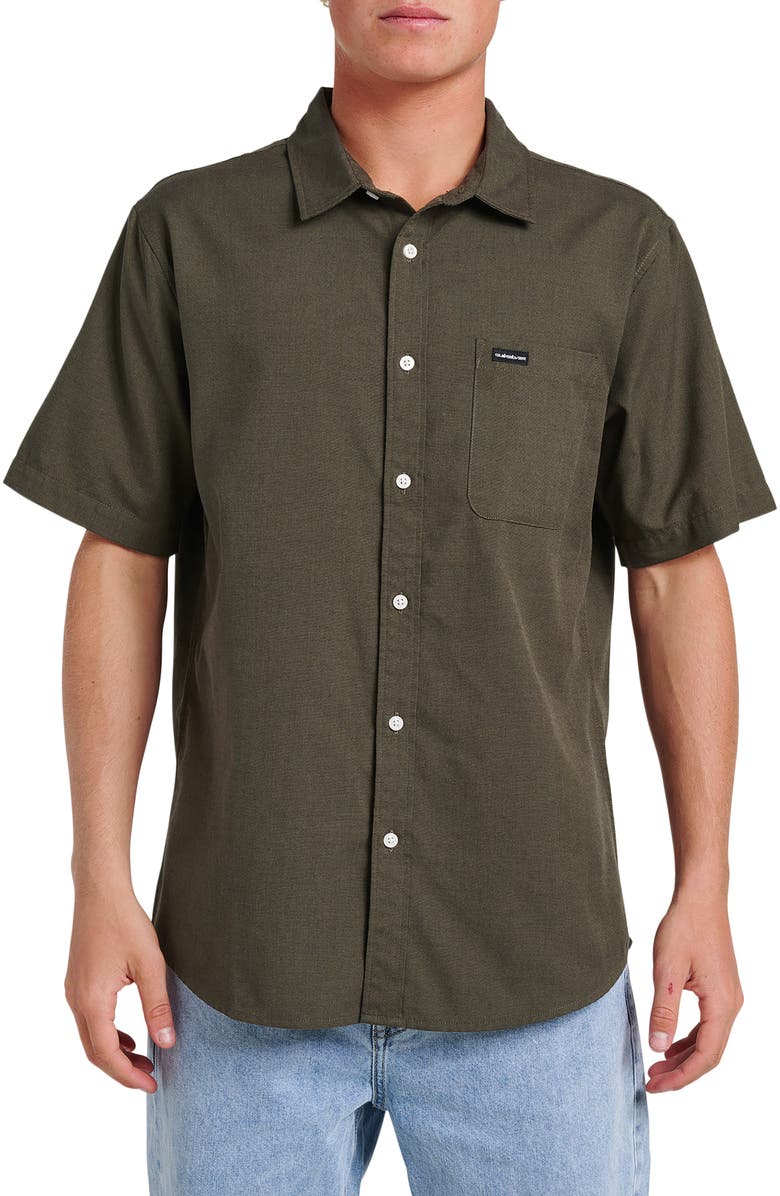 Quiksilver Shoreline Short Sleeve Button-Up Shirt, Main, color, Grape Leaf