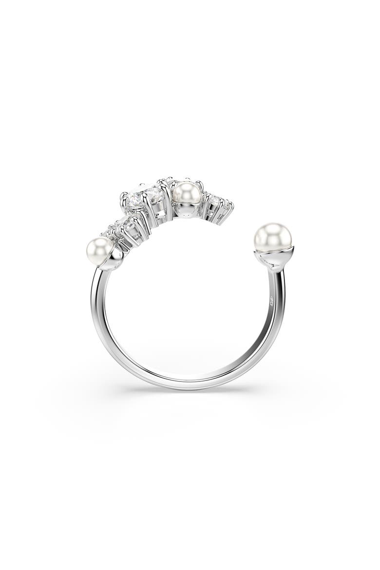 Constella Crystal & Faux Pearl Ring, Alternate, color, WHITE GOLD