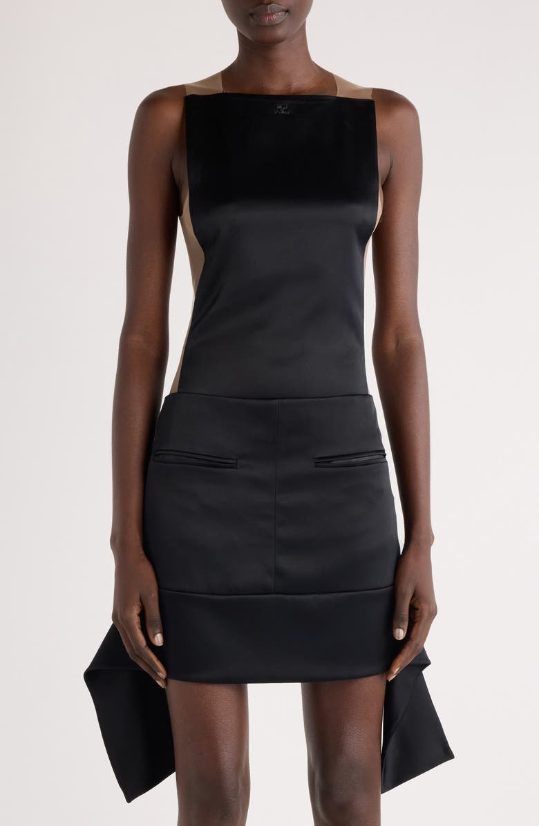 Courrèges Illusion Inset Satin Bodysuit, Main, color, 