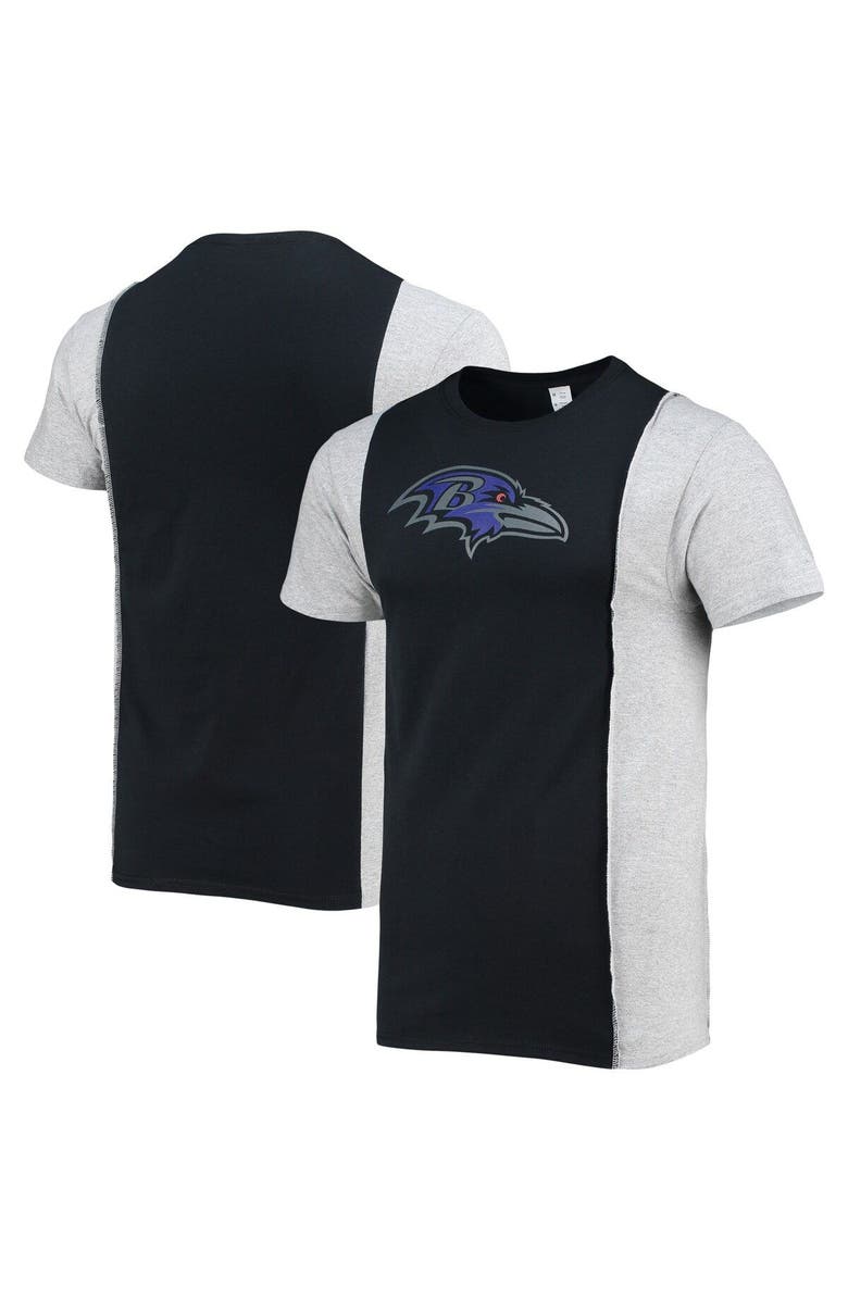 REFRIED APPAREL Men's Refried Apparel Black/Heathered Gray Baltimore Ravens Sustainable Split T-Shirt, Main, color, 