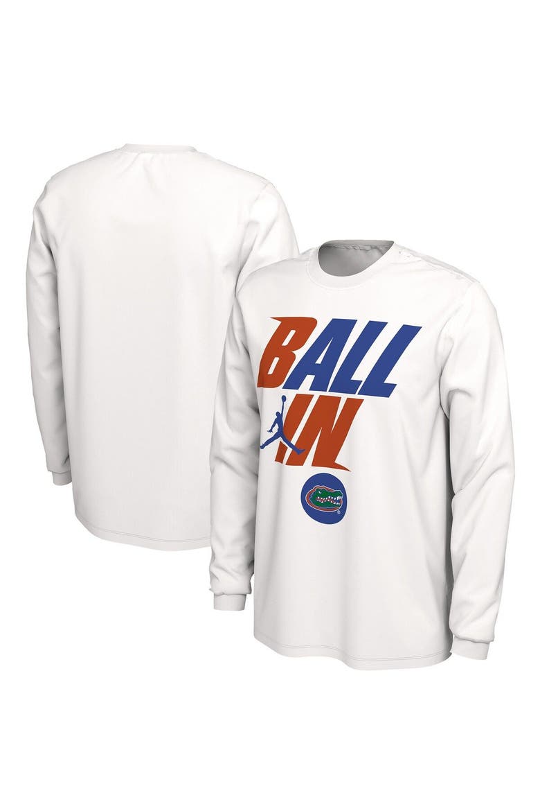 Men's Jordan Brand White Florida Gators Ball In Bench Long Sleeve T-Shirt, Main, color, White