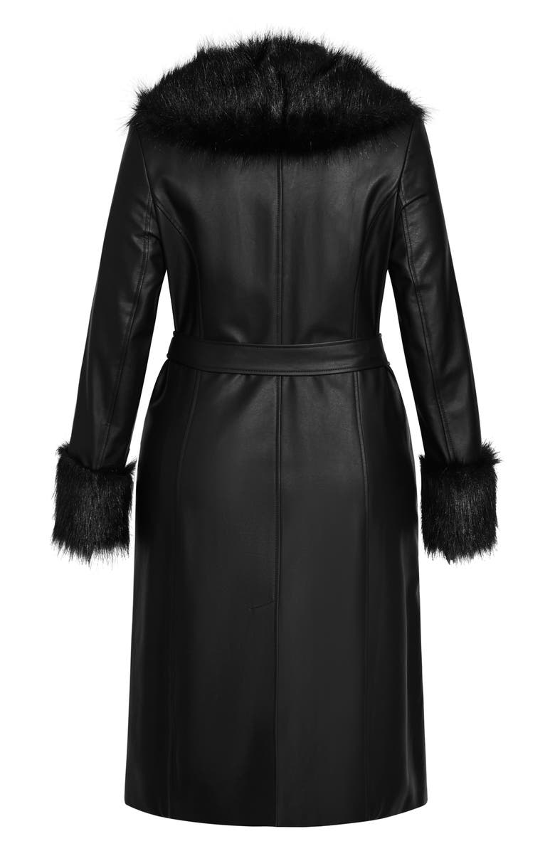 City Chic Spanish Romance Faux Leather Coat with Faux Fur Trim, Alternate, color, 
