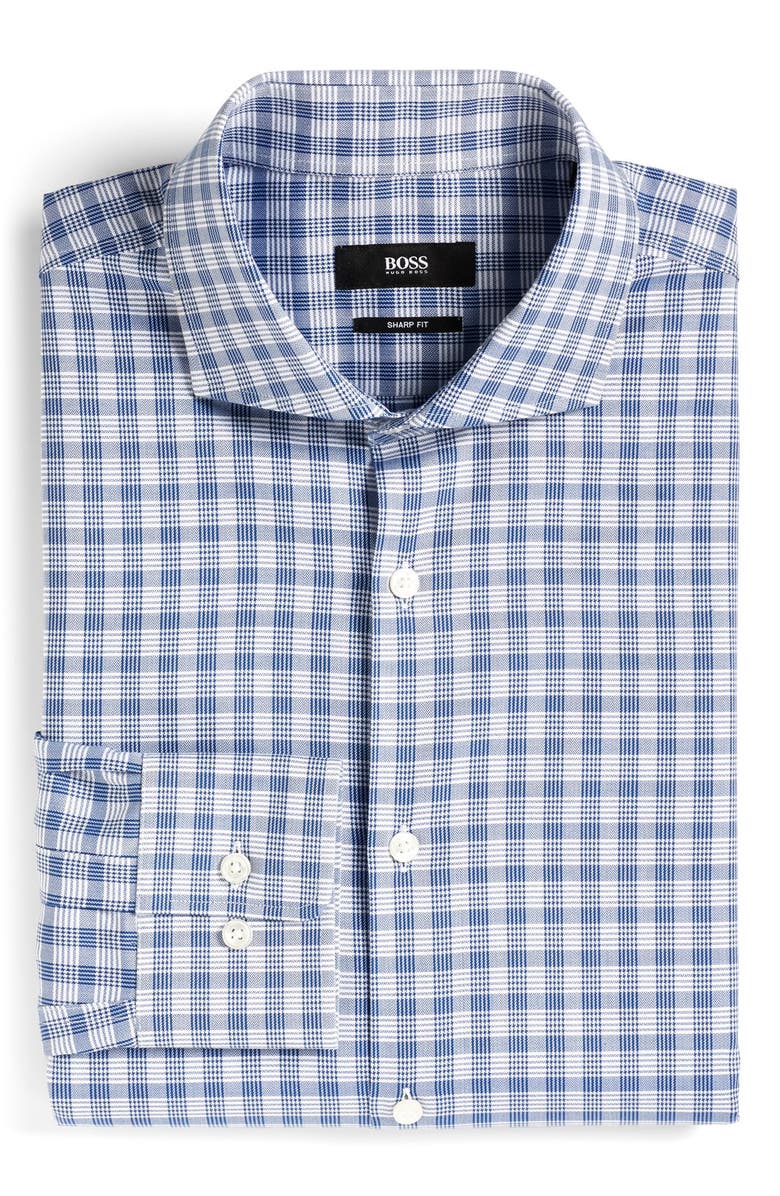 BOSS 'Mark US' Sharp Fit Plaid Dress Shirt, Main, color, 