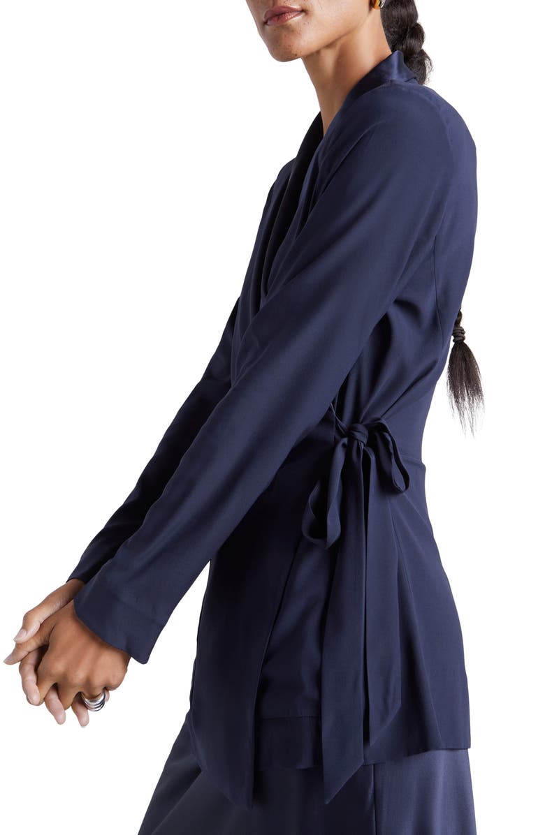 Splendid x Kate Young Stretch Silk Wrap Blazer, Alternate, color, 