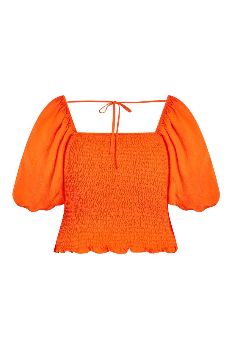 Chrysie Smocked Crop Top, Alternate, color, ORANGE