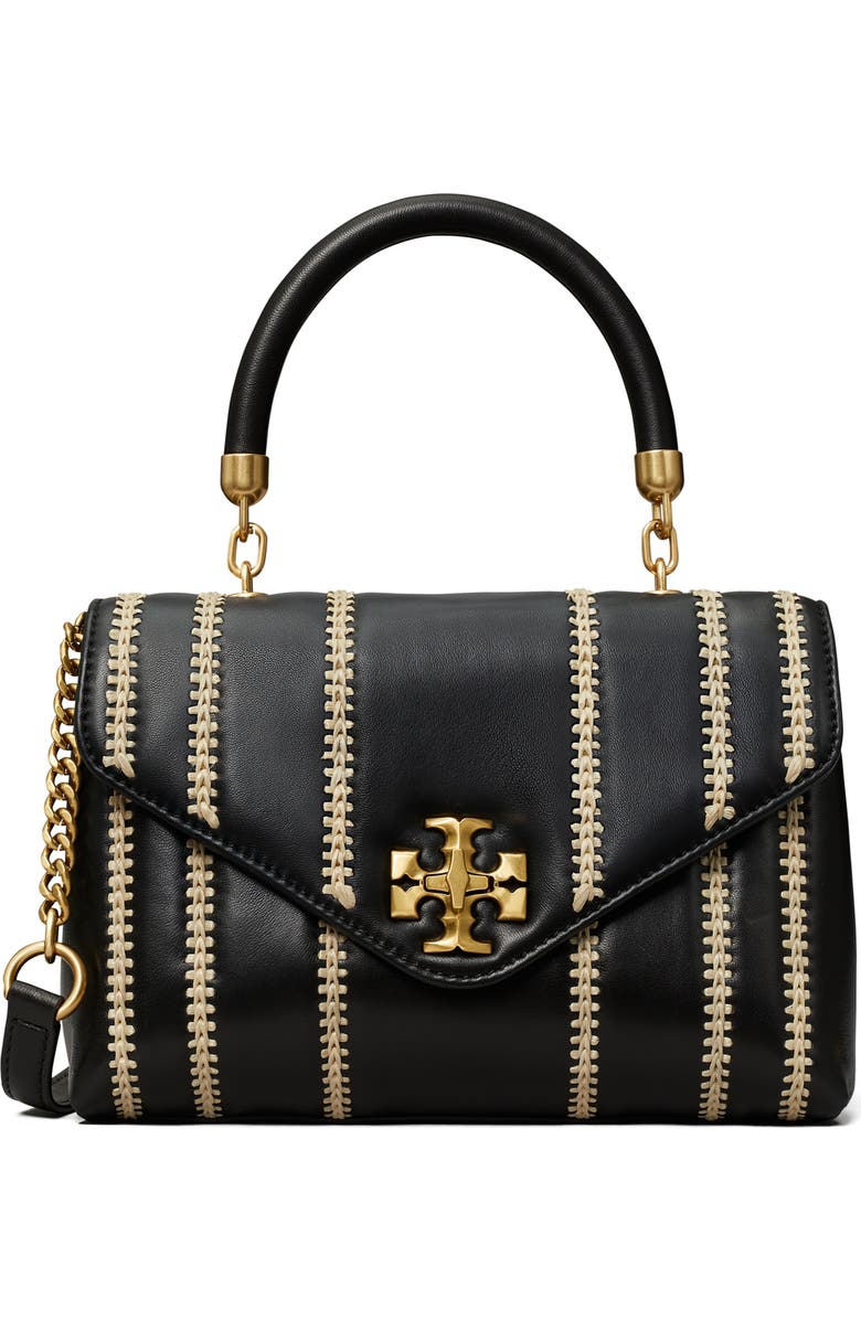 Tory Burch Kira Small Raffia Stitch Leather Satchel, Main, color,