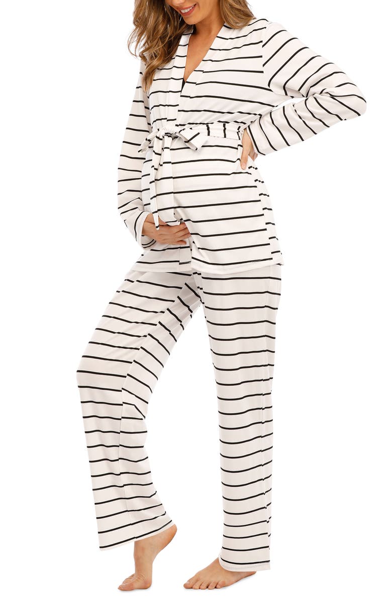 Savi Mom Riviera Tank, Pants & Robe Maternity Set, Alternate, color, 