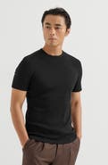 Brunello Cucinelli Stretch cotton and modal ribbed jersey crew neck T-shirt