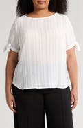 Renee C Stripe Short Sleeve Semisheer Top