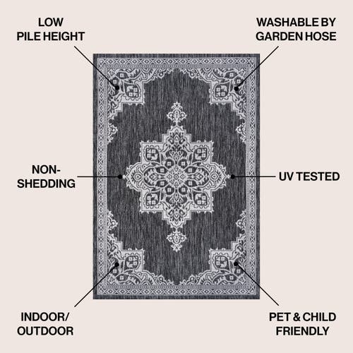 Jonathan Y Arden Vintage Casual Medallion Indoor/outdoor Area Rug In Dark Gray/cream