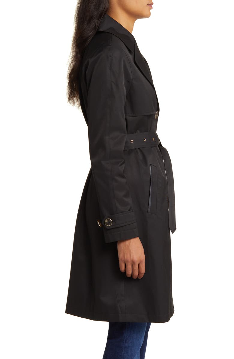 Via Spiga Belted Trench Coat, Alternate, color, Black
