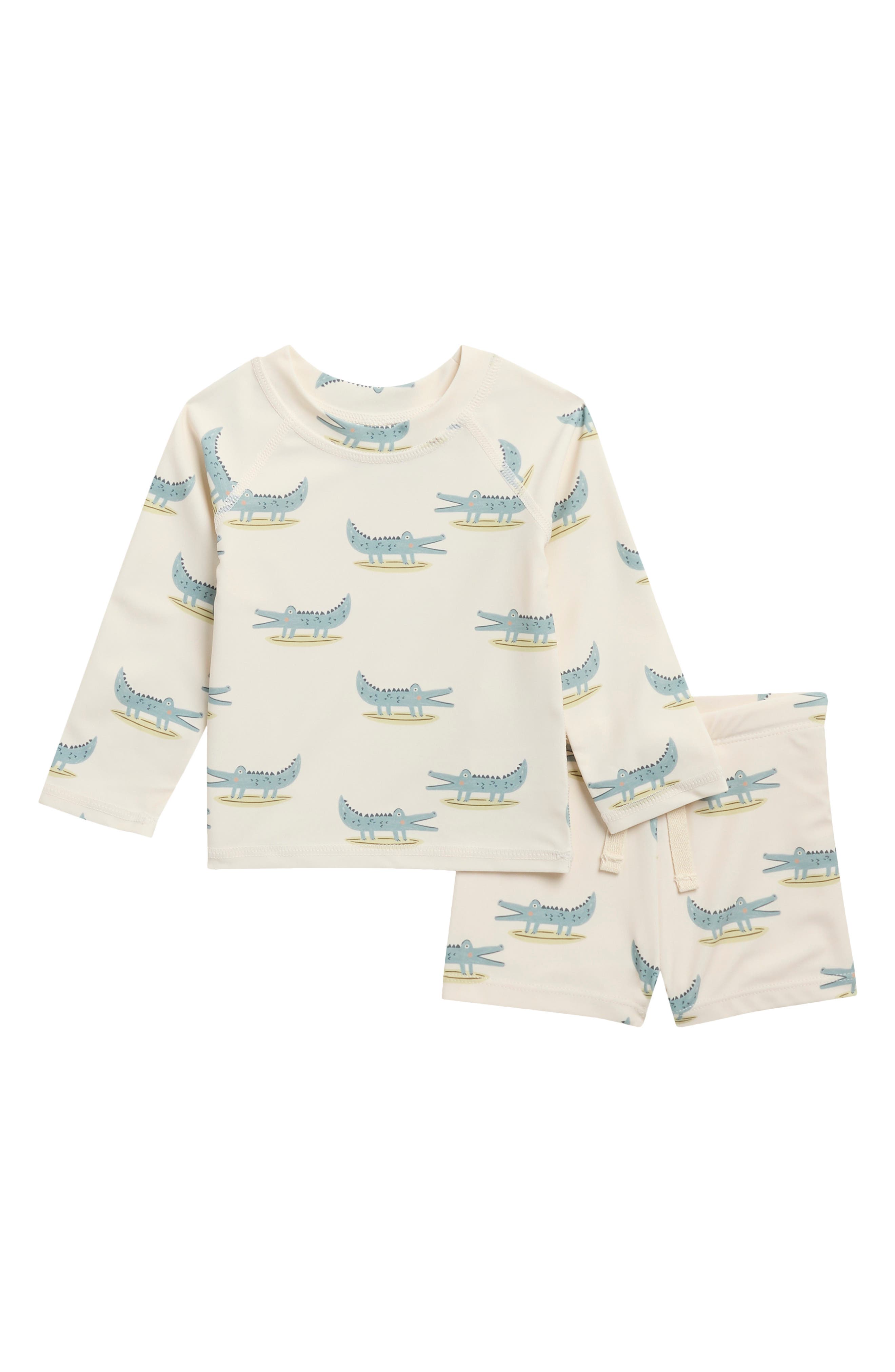 Kids' Short Sleeve UPF 50+ Rashguard Two-Piece Swimsuit