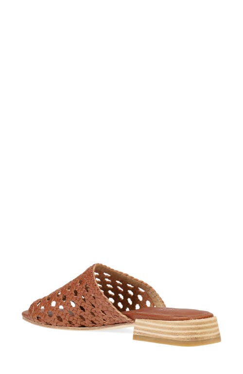 Eileen Fisher Folie Woven Leather Slide Sandals In Russet