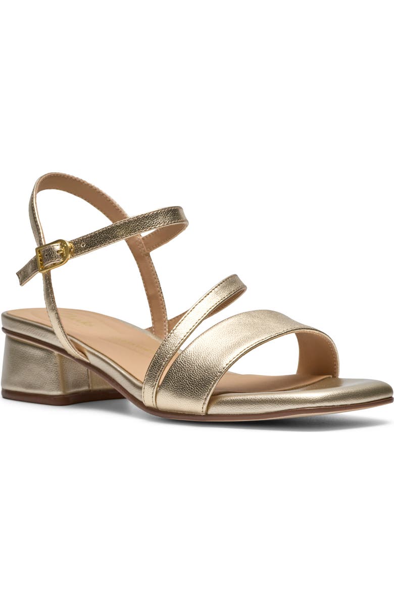 Clarks<sup>®</sup> Serina 35 Strappy Sandal, Main, color, Gold Leather