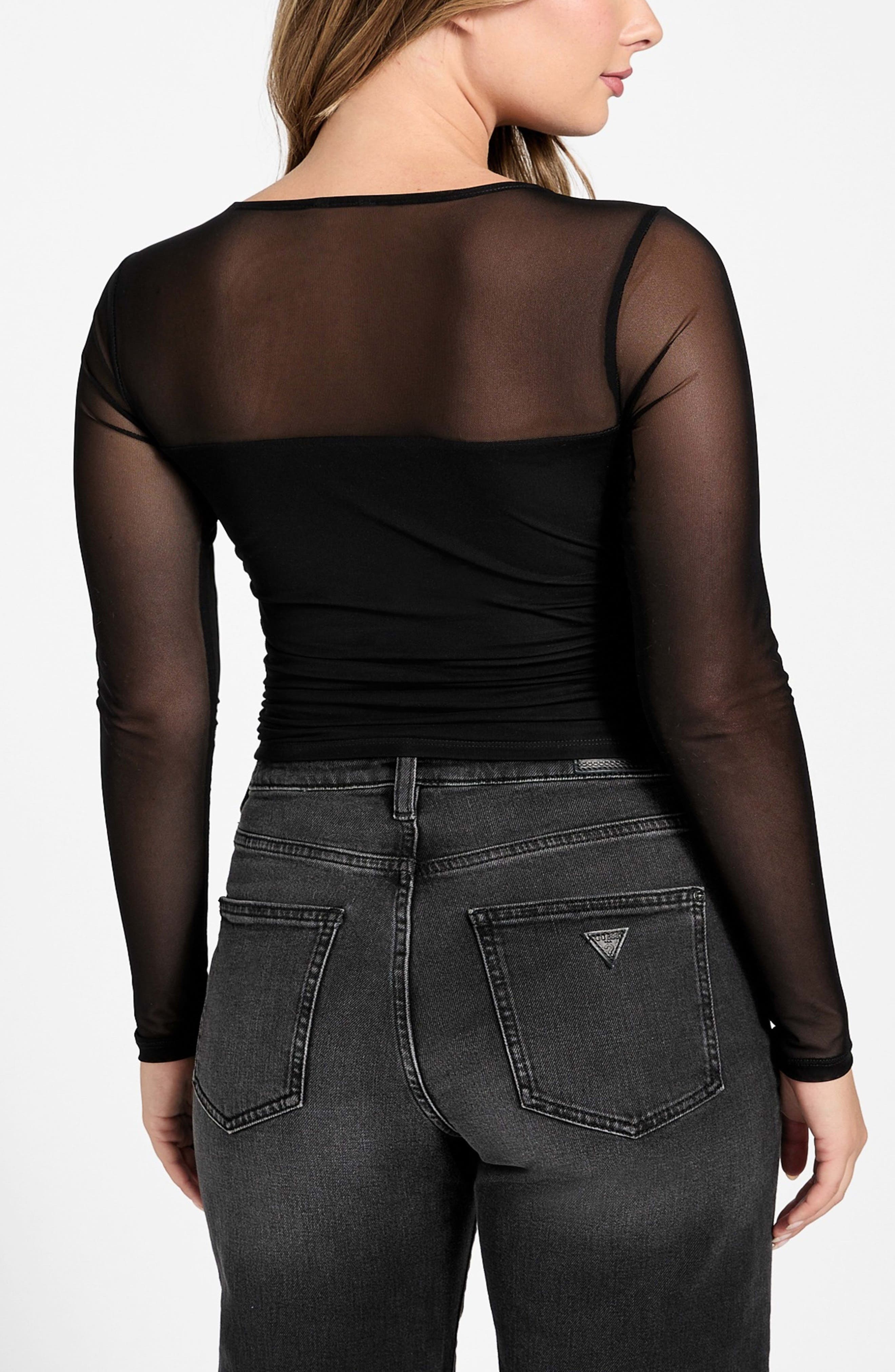 Lauryn Long Sleeve Mesh Crop Top - image 2