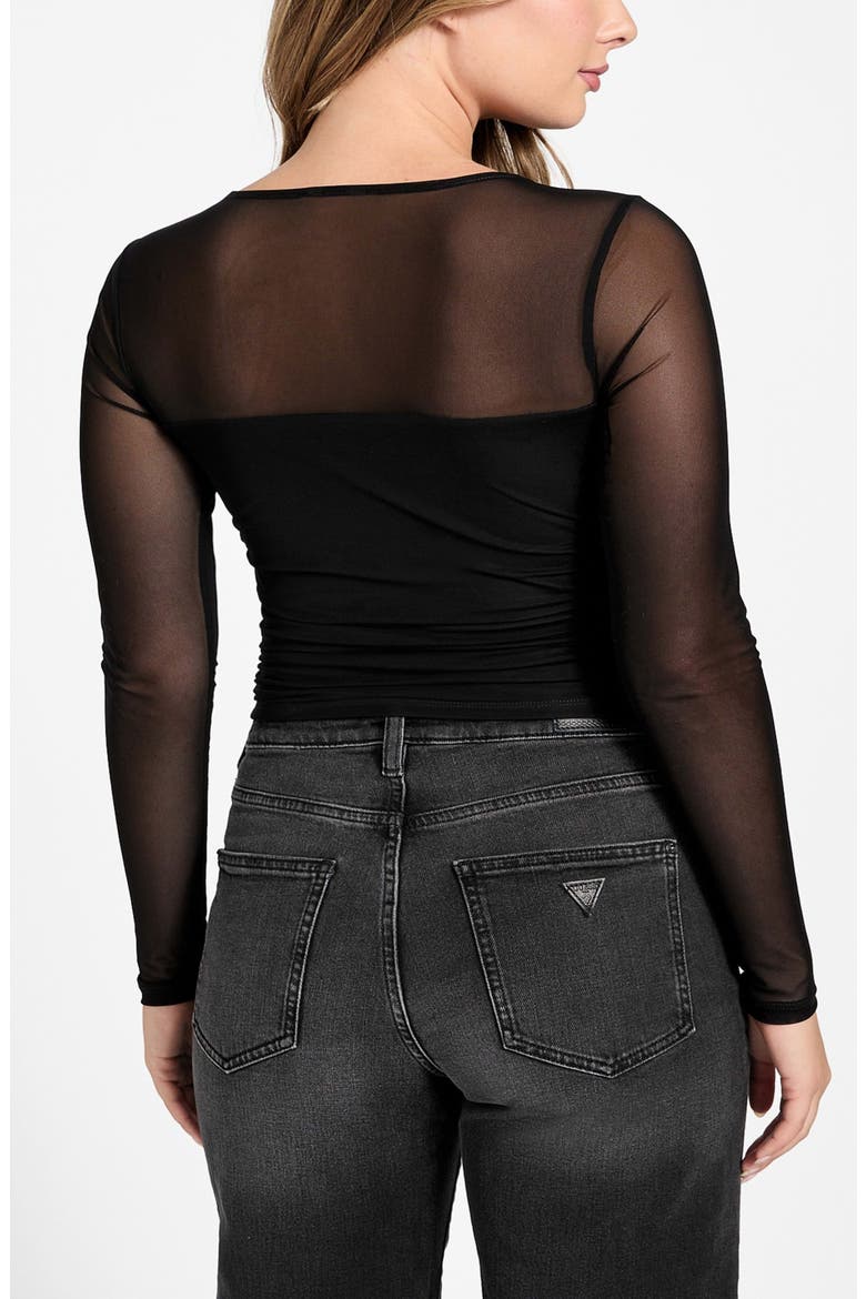 Lauryn Long Sleeve Mesh Crop Top, Alternate, color, JBLACK-BLACK